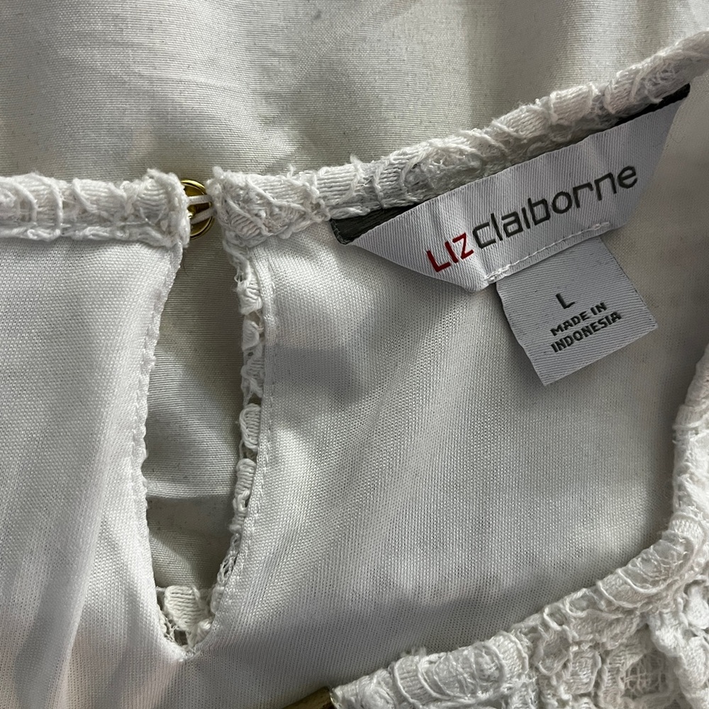 Liz Claiborne Ivory Lace Accent Blouse